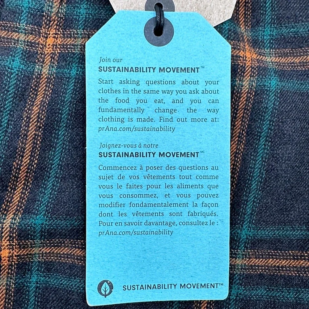 prAna Loop To Pines Dress Womens XS Dark Iron Plaid Organic Cotton 1962981 NEW